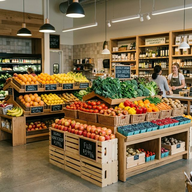 Clean and organized fresh produce display